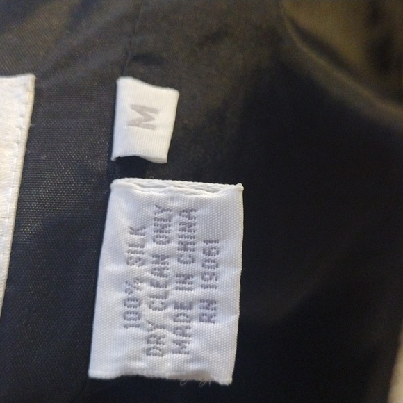 Vintage Cream and Black 100% Silk Oversized Blazer M - Picture 6 of 7